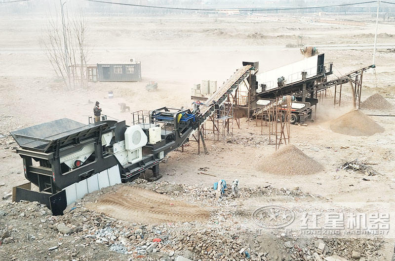 輪胎式移動建筑垃圾處理機(jī)，多機(jī)組合，減少成本30%