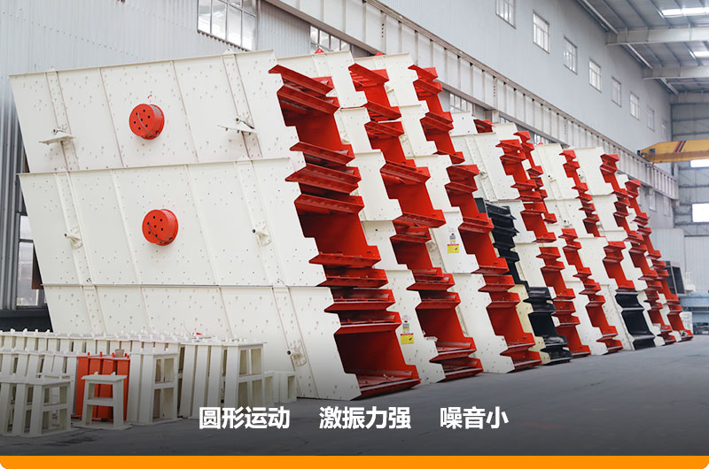 圓振動篩，篩孔尺寸為5-80mm，處理能力32-276t/h