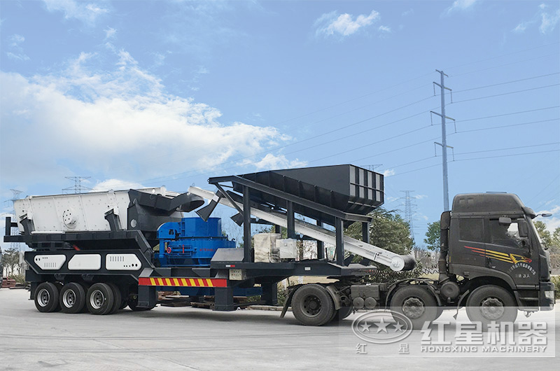 輪胎式移動車載打砂機(jī)，車頭拉著走，輕松上路安裝便捷